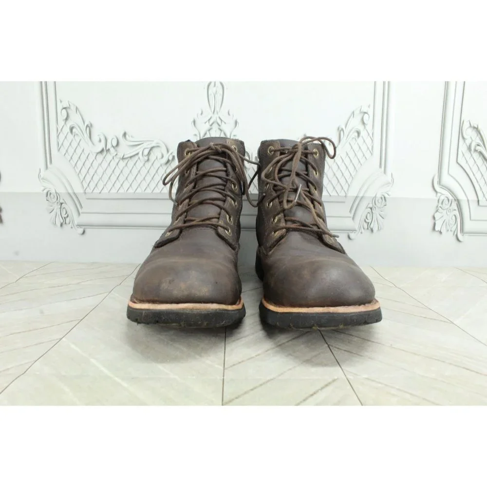 LL Bean Brown Leather Plain-Toe Bucksport Vibram Sole Work Boots Size 10 M - Picture 4 of 9